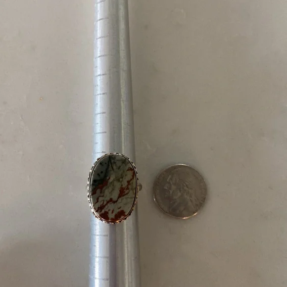 Sterling Silver and Jasper stone ring. Size 7 - Picture 6 of 6